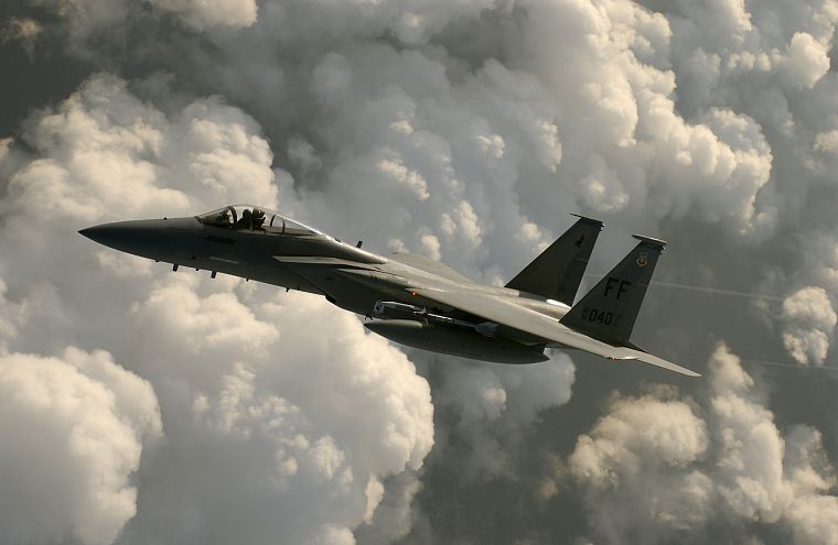 clouds, aircraft, military, planes, F-15 Eagle - desktop wallpaper