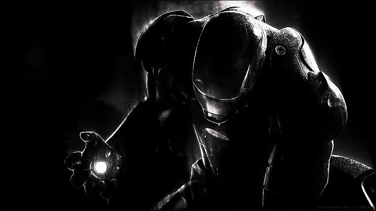 Iron Man, monochrome - desktop wallpaper