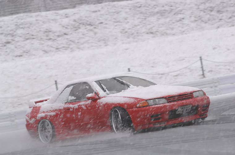 snow, drifting cars, Nissan, Nissan Skyline R32 - desktop wallpaper