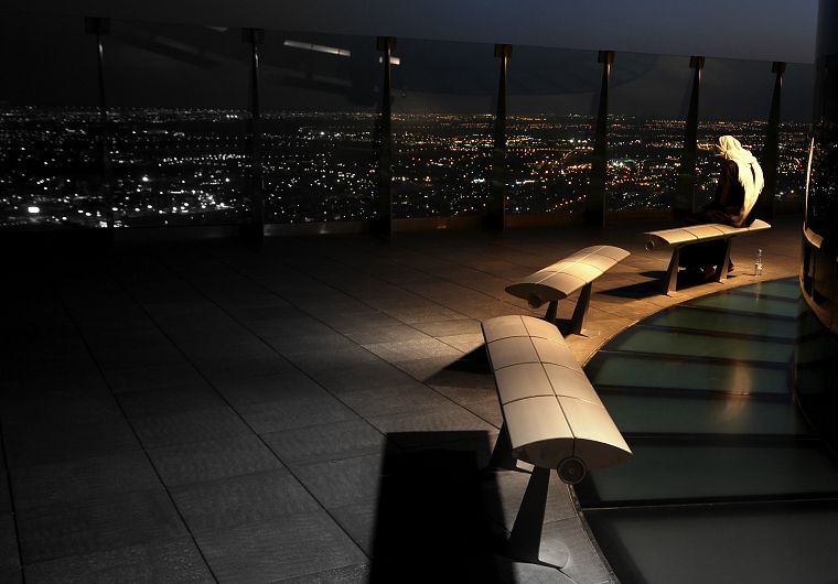 cityscapes, night, bench, panorama, Saudi Arabia, Riyadh, Al-Faisaliah Building, Arab - desktop wallpaper