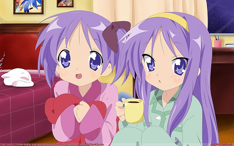 Lucky Star, Hiiragi Kagami, Hiiragi Tsukasa, purple hair, tsukasa - desktop wallpaper