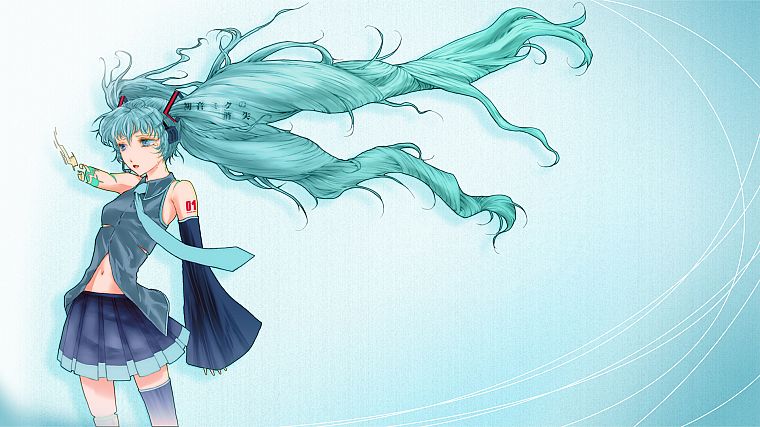Vocaloid, Hatsune Miku, tie, skirts, long hair, aqua hair, anime girls, detached sleeves - desktop wallpaper