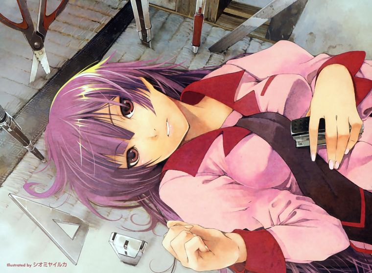 school uniforms, Bakemonogatari, Senjougahara Hitagi, anime girls, Monogatari series - desktop wallpaper