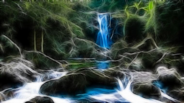 landscapes, nature, Fractalius, waterfalls - desktop wallpaper