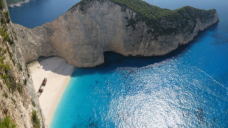 mountains, ocean, islands, Greece, Zakynthos, beaches - desktop wallpaper