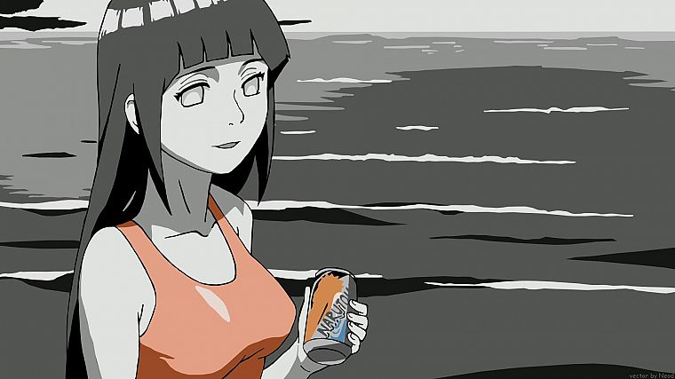 Naruto: Shippuden, Hyuuga Hinata, selective coloring - desktop wallpaper