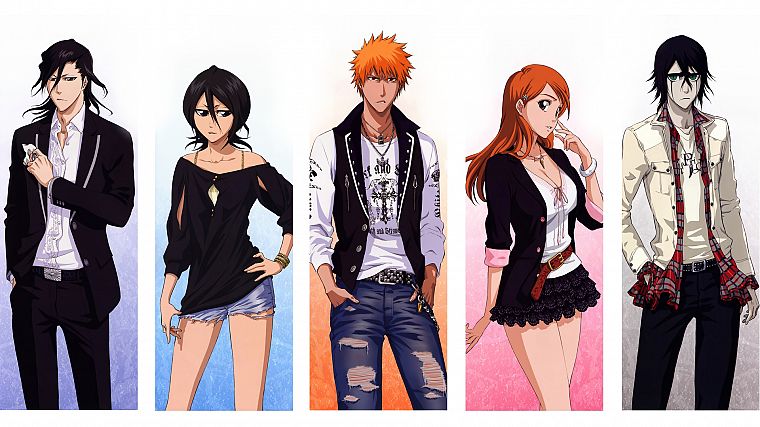 Bleach, Kurosaki Ichigo, Inoue Orihime, Kuchiki Byakuya, Kuchiki Rukia, Ulquiorra Cifer - desktop wallpaper