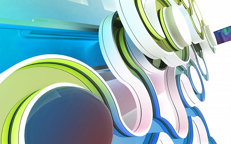 green, 3D view, abstract, blue, design - desktop wallpaper