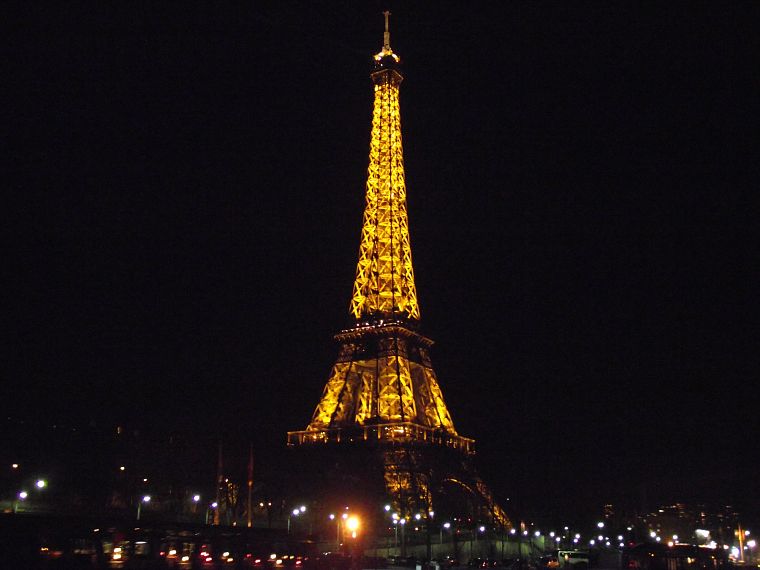 Eiffel Tower, Paris, cityscapes, night, lights, France, Europe - desktop wallpaper