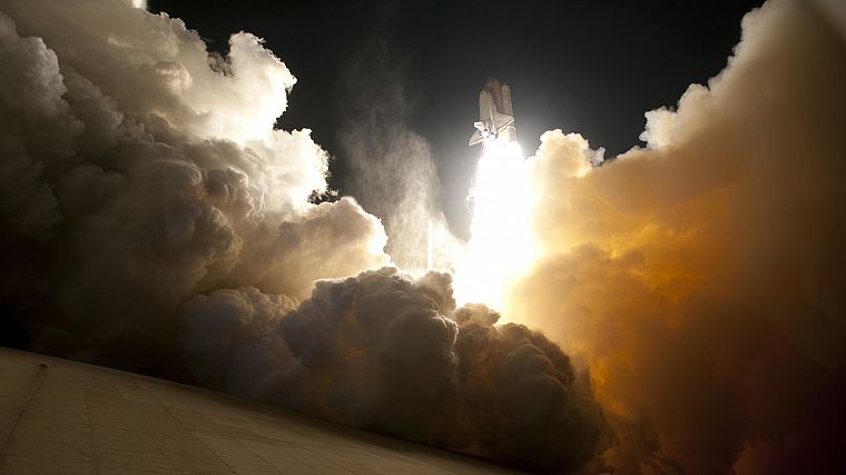 clouds, night, Space Shuttle, NASA, launch - desktop wallpaper