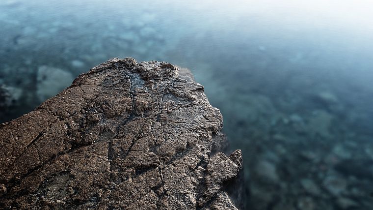 water, rocks, stones, cliffs, depth of field - desktop wallpaper