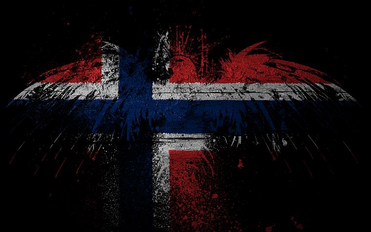 eagles, Norway, flags - desktop wallpaper