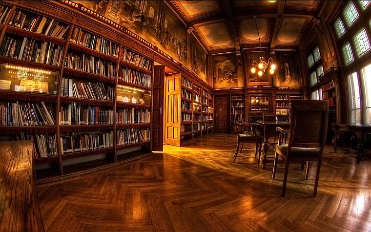 library, books, interior, wood floor - desktop wallpaper