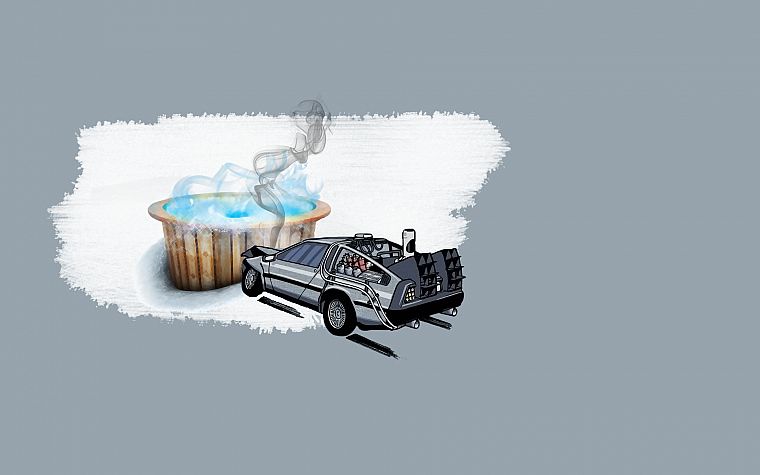 minimalistic, Back to the Future, DeLorean DMC-12 - desktop wallpaper