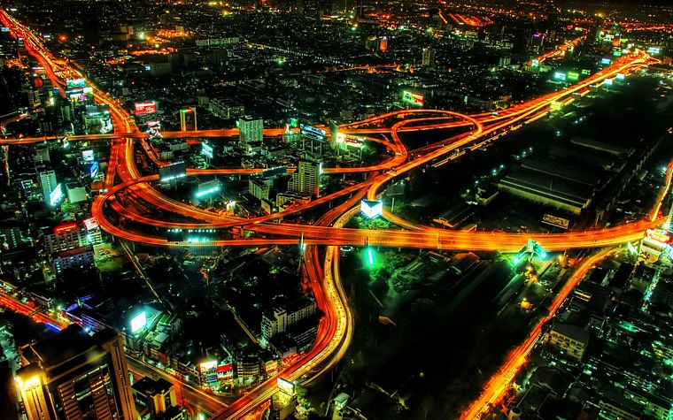 cityscapes, night, urban, roads, city lights - desktop wallpaper