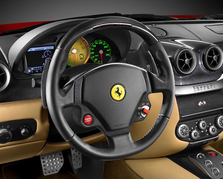 steering wheel, Ferrari 599 GTB Fiorano - desktop wallpaper