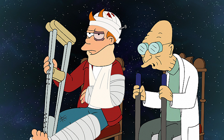 Futurama, stars, Professor Farnsworth, Philip J. Fry - desktop wallpaper