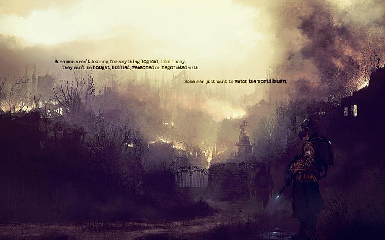 war, text, soldier, smoke, quotes, gas masks, The Dark Knight - desktop wallpaper