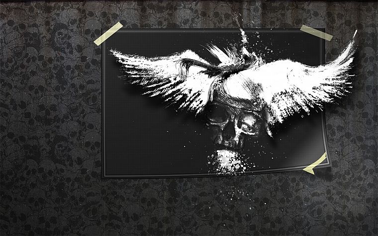 skulls, dark, drawings, splatters - desktop wallpaper