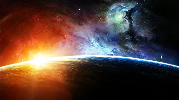 outer space, planets, sunlight - desktop wallpaper