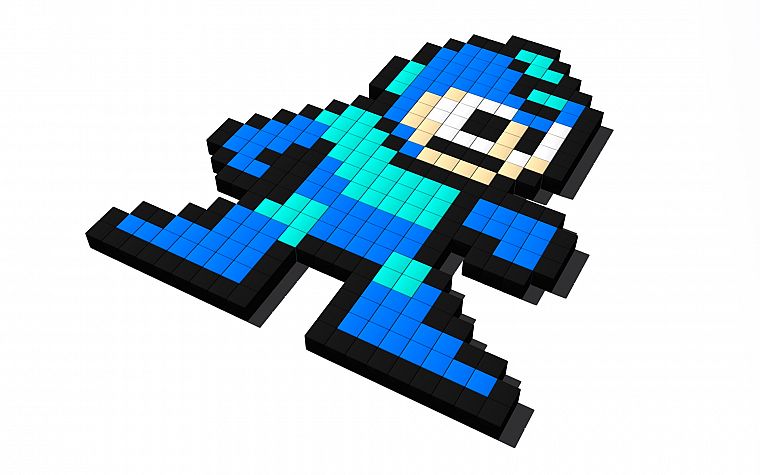 Mega Man, pixel art - desktop wallpaper