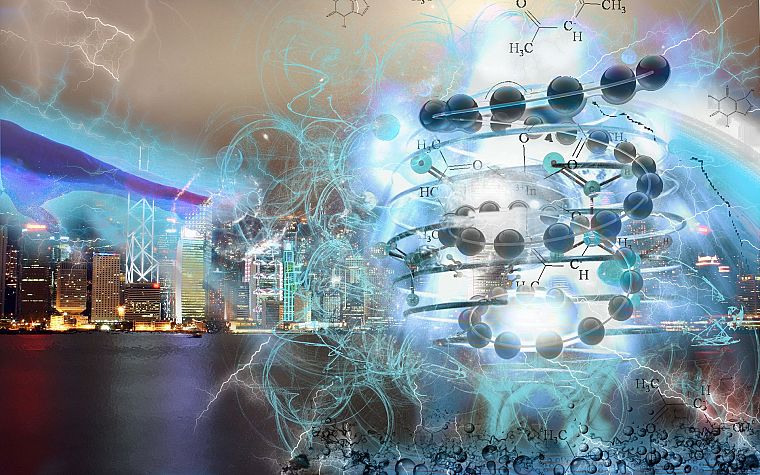 energy, cities, molecules - desktop wallpaper
