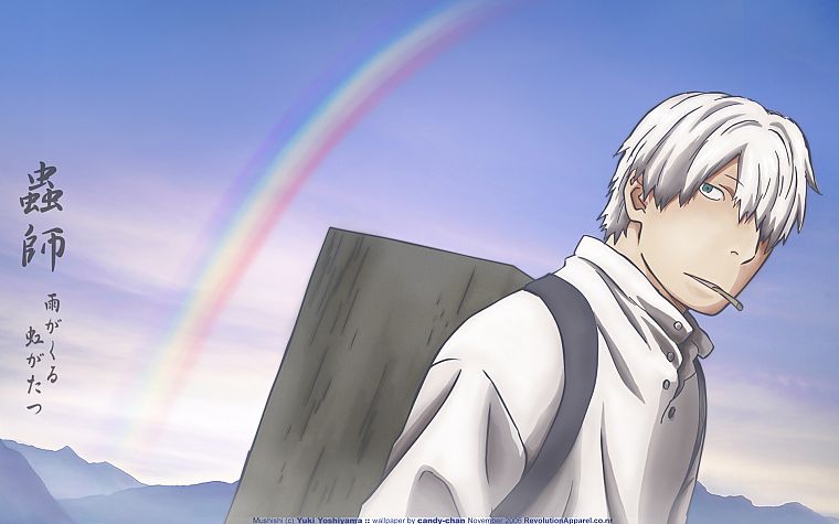 rainbows, Mushishi, Ginko, white hair, backpacks - desktop wallpaper