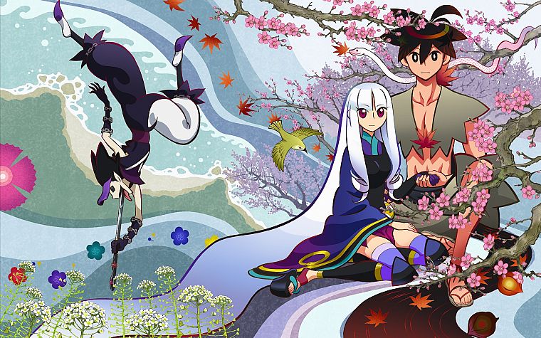 ninjas, Katanagatari, Yasuri Shichika, Togame, anime girls - desktop wallpaper