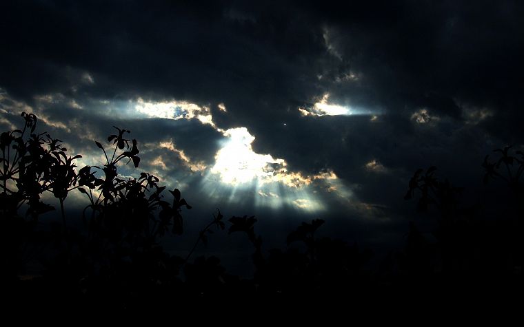 clouds, silhouettes, sunlight, skyscapes - desktop wallpaper