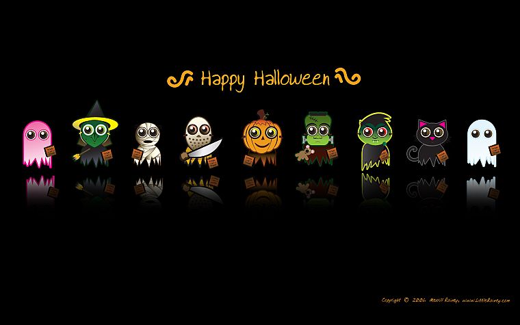 cartoons, Halloween, black background - desktop wallpaper
