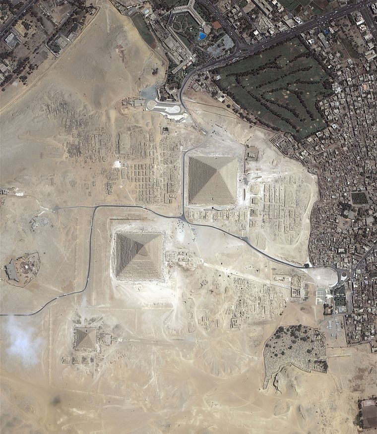 Egypt, archeology, pyramids, aerial photography, Great Pyramid of Giza - desktop wallpaper