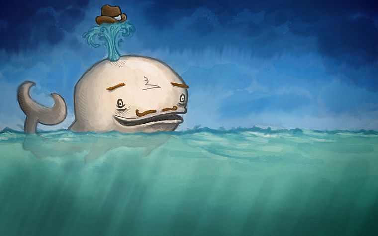 water, animals, fail, funny, whales, moustache, artwork, drawings, hats, anthropomorphism, sea - desktop wallpaper