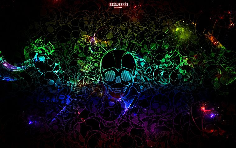 skulls, rainbows - desktop wallpaper