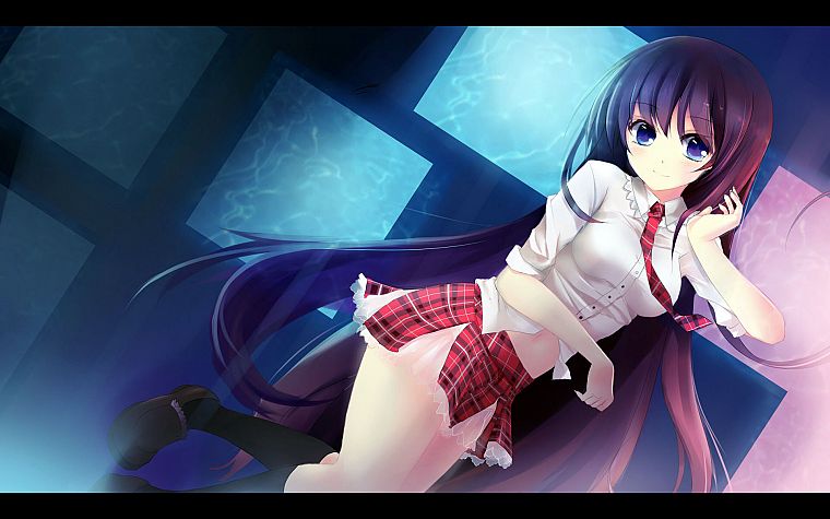 school uniforms, tie, long hair, anime girls - desktop wallpaper