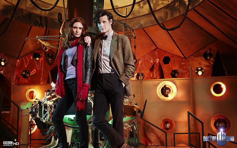 TARDIS, Matt Smith, Karen Gillan, Amy Pond, Eleventh Doctor, Doctor Who, Tardis Control Room - desktop wallpaper