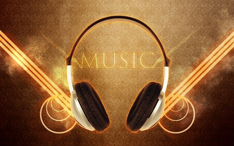 headphones, music - desktop wallpaper
