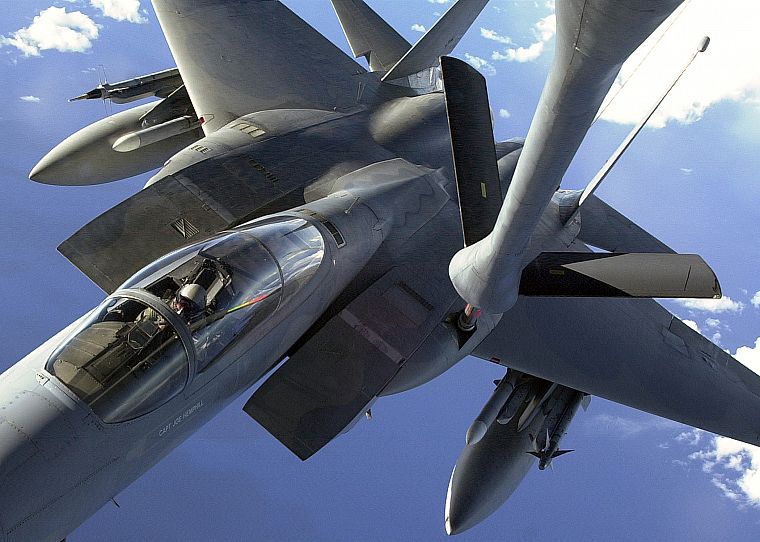 aircraft, military, vehicles, F-15 Eagle, fueling - desktop wallpaper