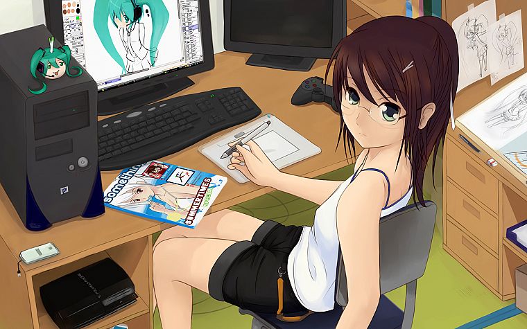 PC, anime girls - desktop wallpaper