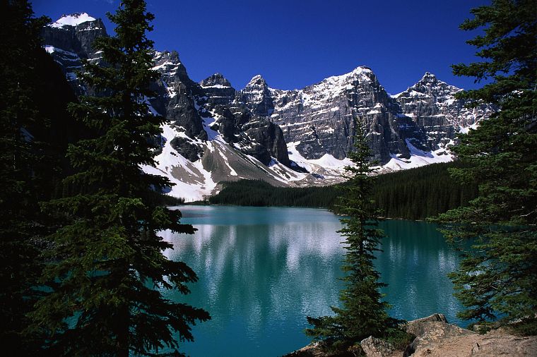 mountains, landscapes, trees, lakes - desktop wallpaper