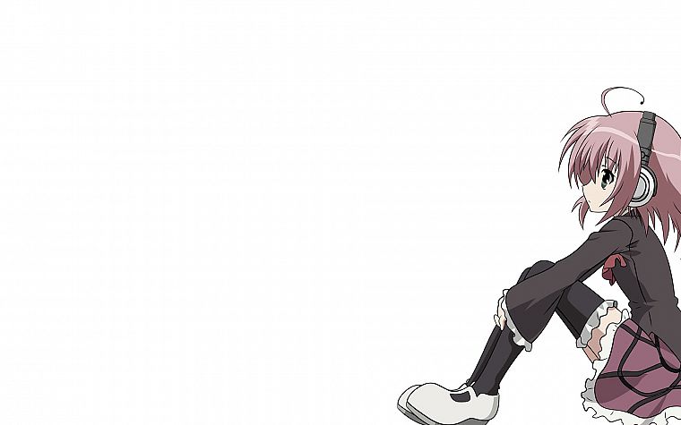 headphones, Seitokai no Ichizon, simple background, anime girls - desktop wallpaper