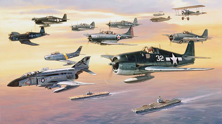planes, vehicles, biplane, aircraft carriers - desktop wallpaper