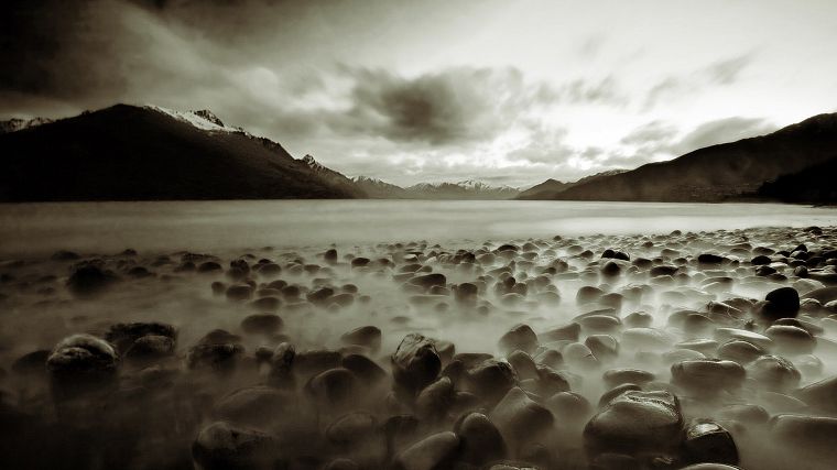 landscapes, rocks, fog - desktop wallpaper