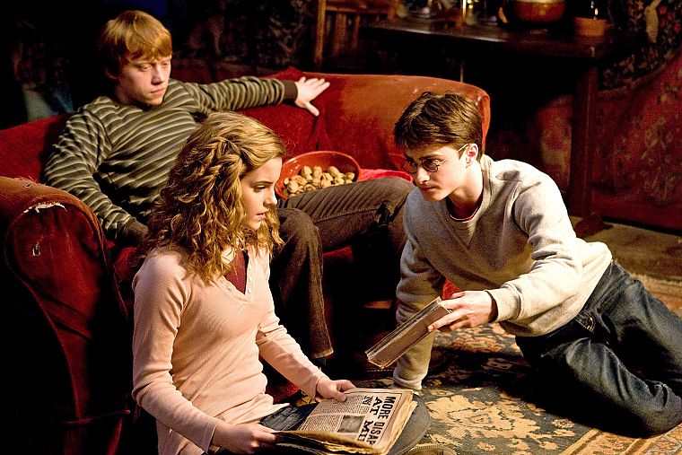 Emma Watson, Harry Potter, Harry Potter and the Half Blood Prince, Daniel Radcliffe, Rupert Grint, Hermione Granger, Ron Weasley - desktop wallpaper