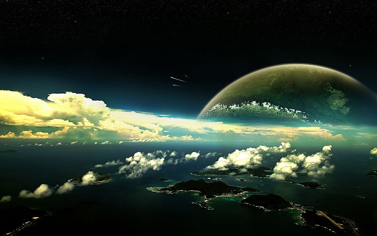outer space, planets, panorama - desktop wallpaper