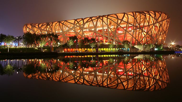 reflections, Beijing National Stadium, the bird nest - desktop wallpaper