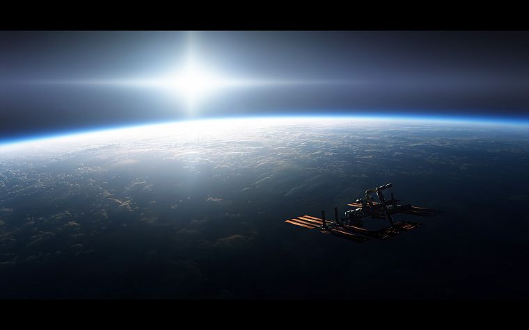 outer space, Earth, International Space Station - desktop wallpaper