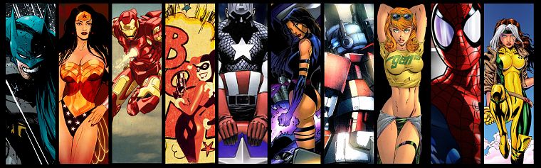Batman, Optimus Prime, Iron Man, DC Comics, Spider-Man, Captain America, Harley Quinn, Psylocke, Rogue, Marvel Comics, Gen13, Caitlin Fairchild, Wonder Woman - desktop wallpaper