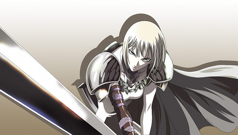 blondes, Claymore, armor, Clare, anime, capes, gray eyes, anime girls, swords - desktop wallpaper