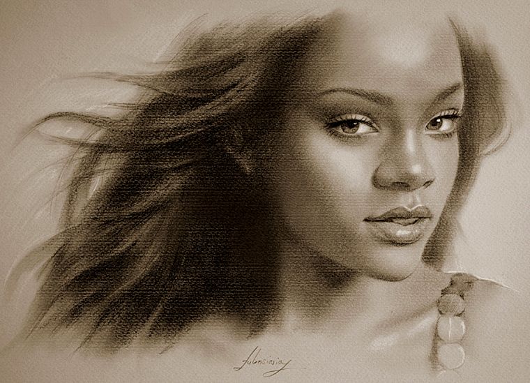 black people, Rihanna, celebrity, illustrations, singers, artwork - desktop wallpaper