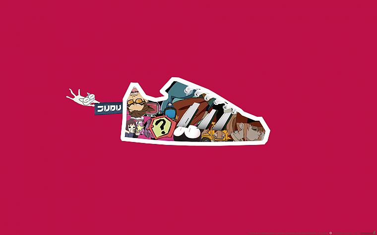 FLCL Fooly Cooly, shoes, Canti, Haruhara Haruko, simple background, Samejima Mamimi, Nandaba Kamon - desktop wallpaper
